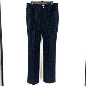 Vintage Cache Black Blue Lace Overlay Straight Leg Pants Women's 10